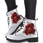 Bottes de neige & bottes hiver  rouges en cuir synthétique vegan imperméables à lacets look casual pour femme 