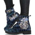 Bottes de neige & bottes hiver  bleues en cuir synthétique vegan à lacets look casual pour femme 