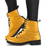 Bottes de neige & bottes hiver  jaunes en cuir synthétique vegan imperméables à lacets look casual pour femme 