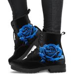Bottes de neige & bottes hiver  bleues en cuir synthétique vegan imperméables à lacets look casual pour femme 