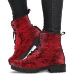 Bottes de neige & bottes hiver  rouges en cuir synthétique vegan imperméables à lacets look casual pour femme 
