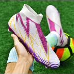 Chaussures de football & crampons violettes en cuir synthétique respirantes pour enfant 