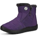 Gaatpot Bottes Femme Chaussures Coton Bottines Hiver Imperméable Bottes de Neige Fourrée Chaude Violet EU42