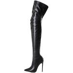 Bottes à talon haut noires laquées en cuir imperméables pour pieds larges à fermetures éclair Pointure 39 look fashion pour femme 