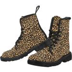 Bottes marron à effet léopard en toile à motif animaux léopard vegan pour pieds larges à lacets look casual pour femme 