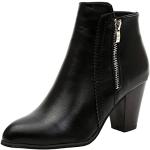 Desert boots noires en caoutchouc imperméables à talons chunky à bouts pointus Pointure 39 plus size style ethnique pour femme 