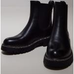 Boots Chelsea noires en cuir synthétique à strass pour femme 