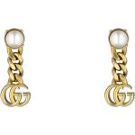 Boucles d'oreilles en or de créateur Gucci blanches en verre à perles pour femme 