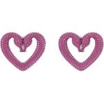 Boucles d'oreilles de créateur Swarovski roses en métal en argent look fashion pour femme 