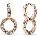 Boucles d'oreilles Pandora Rose en or rose créoles 14 carats look fashion pour femme 