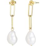 Boucles d'oreilles en perles dorées en or à perles 18 carats baroques & rococo pour femme 