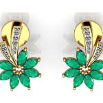 Boucles d'oreilles de fête d'anniversaire vert émeraude en or à clous en argent 14 carats en diamant look vintage 