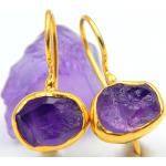 Boucles d'oreilles violet foncé en or en argent 18 carats amethyste pour femme 