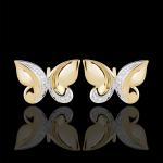 Boucles d'oreilles Edenly Balade Imaginaire blanches en or jaune à motif papillons en or blanc pour femme 