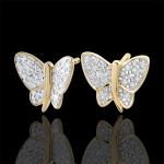 Boucles d'oreilles Edenly Balade Imaginaire blanches en or jaune à motif papillons en or blanc pour femme 