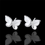Boucles d'oreilles Edenly Balade Imaginaire blanches à motif papillons en or blanc pour femme en promo 