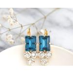 Boucles d'oreilles pendantes bleu canard en cristal à motif canards fait main pour femme 