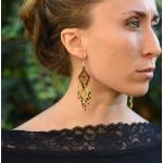 Boucles d'oreilles en perles marron à perles style bohème pour femme 