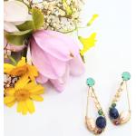 Boucles d'oreilles en perles de mariage dorées en cristal à perles baroques & rococo pour femme 