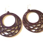 Boucles d'oreilles gris acier en bois à motif mandala 