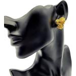 Boucles d'oreilles dorées en métal à strass fantaisies look vintage 