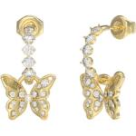 Boucles d'oreilles pendantes Guess dorées en acier à motif papillons look fashion pour femme 