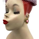 Boucles d'oreilles à clip roses en plaqué Or look vintage 