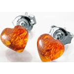 Boucles d'oreilles orange en résine en argent en ambre avec certificat d'authenticité pour femme 