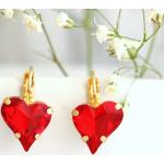 Boucles d'oreilles pour la Saint-Valentin rouges en cristal en argent pour femme 