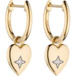 Boucles d'oreilles coeur pour la Saint-Valentin jaunes en or jaune 9 carats en diamant look vintage 