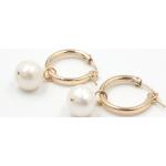 Boucles d'oreilles gris clair en or à perles en argent 14 carats classiques pour femme 