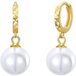 Boucles d'oreilles en or à perles en argent 18 carats gravés classiques pour femme 