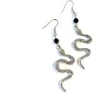 Boucles d'oreilles en perles gris acier en cristal à perles à motif serpents pour femme 