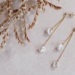 Boucles d'oreilles en perles de mariée argentées à perles pour femme 