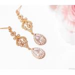 Boucles d'oreilles de mariée dorées en cristal à strass en or rose art déco pour femme 