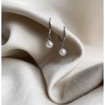 Boucles d'oreilles argentées en or à perles en argent 18 carats fait main pour femme 
