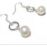 Boucles d'oreilles de mariée argentées en argent à perles en argent look chic pour femme 