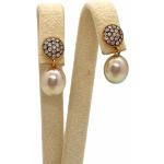 Boucles d'oreilles pendantes de mariée dorées en or rose à perles 18 carats en diamant pour femme 