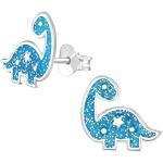 Boucles d'oreilles dinosaures - Bleu scintillant - Argent sterling 925, Argent