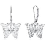 Boucles d'oreilles gris plomb en argent à motif papillons en argent look fashion pour femme 