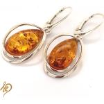 Boucles d'oreilles argentées en argent en argent en ambre pour femme 