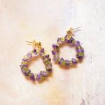 Boucles d'oreilles en perles prune en cristal à perles amethyste pour femme 