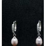 Boucles d'oreilles de mariage argentées en argent à perles en argent classiques pour femme 