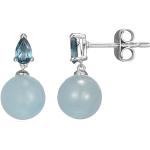 Boucles d'oreilles Juwelo bleues en argent à perles en argent pour femme 