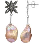 Boucles d'oreilles Juwelo roses en argent à perles en argent pour femme en promo 