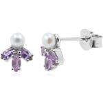 Boucles d'oreilles violettes en argent à perles en argent pour femme en promo 