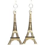 Boucles d'oreilles gris acier en bois Tour Eiffel 