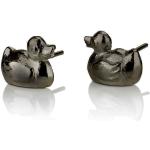 Boucles d'oreilles argentées en caoutchouc à clous à motif canards en argent pour enfant 