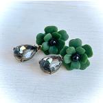 Boucles d'oreilles pendantes pour enterrement vertes en cristal à clous romantiques pour femme 