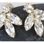 Boucles d'oreilles de mariée argentées en cristal en argent 24 carats classiques 